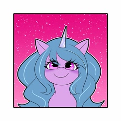 Size: 689x689 | Tagged: safe, artist:yychannel1130, imported from derpibooru, izzy moonbow, pony, unicorn, blushing, cute, female, g5, izzybetes, mare, smiling, solo