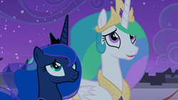 Size: 1920x1080 | Tagged: safe, imported from derpibooru, screencap, princess celestia, princess luna, alicorn, pony, the summer sun setback, 1080p, crown, cute, cutelestia, female, jewelry, lunabetes, mare, regalia, royal sisters, siblings, sisters