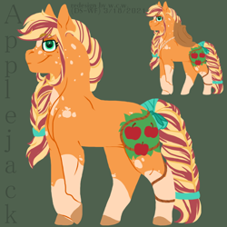 Size: 800x800 | Tagged: safe, artist:darestorm, imported from derpibooru, applejack, earth pony, pony, female, green background, mare, simple background, solo