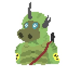 Size: 524x553 | Tagged: safe, imported from derpibooru, oc, oc only, changeling, hybrid, semi-anthro, 8-bit, gas mask, horn, mask, pixel art, s.t.a.l.k.e.r., solo, sunrise suit