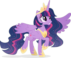 Size: 5858x4805 | Tagged: safe, artist:inaactive, artist:pumpkinpieforlife, imported from derpibooru, twilight sparkle, alicorn, pony, the last problem, absurd resolution, crown, cutie mark, ethereal mane, female, hoof shoes, horn, jewelry, mare, older, older twilight, peytral, princess twilight 2.0, regalia, simple background, solo, spread wings, starry mane, transparent background, twilight sparkle (alicorn), vector, wings