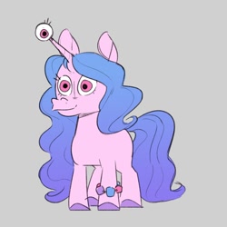 Size: 1379x1379 | Tagged: safe, artist:kylesmeallie, imported from derpibooru, izzy moonbow, pony, unicorn, eye, eyeball, g5, izzy impaling things, pun, sketch, solo, third eye, visual pun, wat, wide eyes