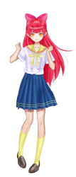 Size: 1757x4110 | Tagged: safe, artist:erim-kawamori, imported from derpibooru, apple bloom, human, anime style, humanized, simple background, solo, transparent background