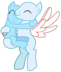 Size: 1491x1779 | Tagged: safe, artist:shiibases, imported from derpibooru, oc, oc only, earth pony, pegasus, pony, bald, base, bridal carry, carrying, duo, eyes closed, female, holding a pony, hug, male, mare, pegasus oc, simple background, smiling, stallion, transparent background, wings