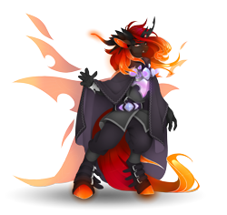 Size: 3398x3202 | Tagged: safe, artist:taiga-blackfield, imported from derpibooru, oc, oc only, anthro, changeling, unguligrade anthro, orange changeling, simple background, solo, transparent background