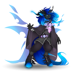 Size: 3398x3202 | Tagged: safe, alternate version, artist:taiga-blackfield, imported from derpibooru, oc, oc only, anthro, changeling, unguligrade anthro, blue changeling, simple background, solo, transparent background