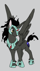 Size: 493x868 | Tagged: safe, artist:mightylioness, imported from derpibooru, king sombra, alicorn, pony, alicornified, clothes, headcanon, helmet, lord sombra, male, peytral, race swap, shoes, solo, sombra's cutie mark, sombracorn