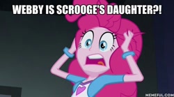 Size: 600x334 | Tagged: safe, edit, edited screencap, imported from derpibooru, screencap, pinkie pie, equestria girls, rainbow rocks, caption, duck tales, ducktales, image macro, spoilers for another series, text