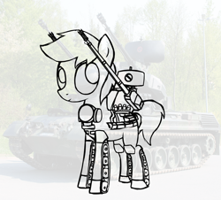 Size: 3000x2708 | Tagged: safe, artist:superderpybot, imported from ponybooru, original species, pony, tank pony, anti-aircraft gun, black and white, gepard 1a2, grayscale, monochrome, ponified, ponified vehicle, sketch, solo