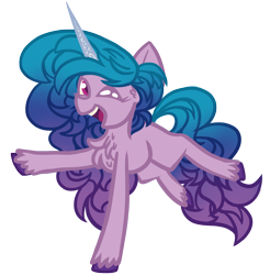 Size: 3322x3382 | Tagged: safe, artist:aquapegasus, imported from derpibooru, izzy moonbow, pony, unicorn, chest fluff, female, g5, high res, looking at you, mare, one eye closed, open mouth, simple background, solo, transparent background, unshorn fetlocks, wink
