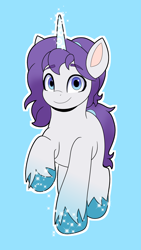 Size: 2259x4000 | Tagged: safe, artist:partylikeanartist, imported from derpibooru, oc, oc only, oc:indigo wire, pony, unicorn, g5, gradient hooves, high res, hooves, ponytail, simple background, solo, unshorn fetlocks