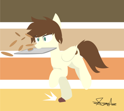 Size: 3606x3238 | Tagged: safe, artist:samsailz, imported from derpibooru, oc, pegasus, cookie, food, rock, shocked, surprised, tray, tripping