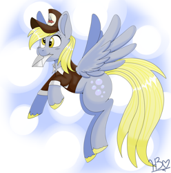 Size: 2464x2488 | Tagged: safe, artist:heartbeat420, imported from derpibooru, derpy hooves, pegasus, pony, clothes, envelope, female, high res, mailmare, mare, solo, spread wings, unshorn fetlocks, wings