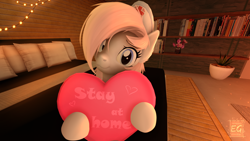 Size: 1920x1080 | Tagged: safe, artist:elektra-gertly, imported from derpibooru, nurse redheart, earth pony, pony, 3d, bed, cute, hat, heart, heartabetes, looking at you, nurse hat, social distancing, solo, source filmmaker, stay at home, string lights