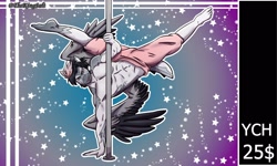Size: 2330x1400 | Tagged: safe, artist:theking_salt, imported from derpibooru, oc, anthro, pegasus, commission, male, muscles, paypal, pegasus oc, pole, pole dancing, stripper pole, wings, ych example, ych result, your character here