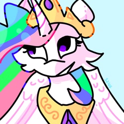 Size: 768x768 | Tagged: safe, artist:simple24fox, imported from derpibooru, princess celestia, alicorn, pony, bust, cheek fluff, jewelry, kidcore, regalia, simple background, solo