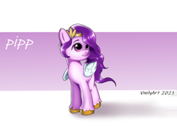 Size: 862x643 | Tagged: safe, artist:vinilyart, imported from derpibooru, pipp petals, pegasus, pony, abstract background, adorapipp, cute, female, g5, gradient background, looking at each other, mare, pipp, smiling, solo, text, unshorn fetlocks