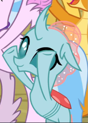 Size: 401x561 | Tagged: safe, imported from derpibooru, screencap, ocellus, changedling, changeling, school daze, bipedal, cropped, cute, diaocelles, smiling, solo focus