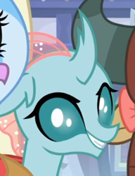 Size: 339x442 | Tagged: safe, imported from derpibooru, screencap, ocellus, silverstream, yona, changedling, changeling, hippogriff, yak, school daze, cropped, cute, diaocelles, grin, smiling, solo, solo focus