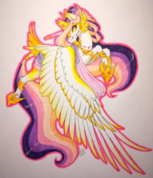 Size: 1920x2232 | Tagged: safe, artist:oneiria-fylakas, imported from derpibooru, princess celestia, pony, solo, traditional art