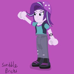 Size: 1870x1870 | Tagged: safe, artist:scribble-brix, imported from derpibooru, starlight glimmer, equestria girls, mirror magic, spoiler:eqg specials, female, lego, lego friends, magenta background, mini-doll, simple background, solo