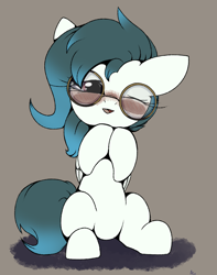 Size: 2068x2626 | Tagged: safe, artist:arume_lux, artist:luxsimx, imported from derpibooru, oc, oc only, oc:ethereal pelagia, pegasus, pony, female, filly, glasses, one eye closed, open mouth, simple background, sitting, smiling, solo, wink