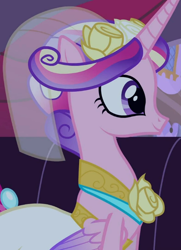 Size: 1520x2095 | Tagged: safe, imported from derpibooru, screencap, princess cadance, alicorn, pony, a canterlot wedding, season 2, bride, clothes, cropped, dress, female, flower, flower in hair, mare, solo, wedding dress, wedding veil