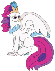 Size: 1892x2448 | Tagged: safe, artist:supahdonarudo, imported from derpibooru, queen novo, classical hippogriff, hippogriff, my little pony: the movie, cute, novobetes, sad, simple background, sitting, transparent background