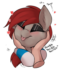 Size: 2226x2457 | Tagged: safe, alternate version, artist:beardie, imported from derpibooru, oc, oc:ponepony, human, pony, alternate character, beardies scritching ponies, blushing, clothes, commission, cute, disembodied hand, eyes closed, hand, heart, human on pony petting, petting, socks, tongue out, ych result