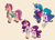 Size: 2008x1434 | Tagged: safe, artist:elisdoominika, imported from derpibooru, izzy moonbow, pipp petals, sunny starscout, earth pony, pegasus, pony, unicorn, spoiler:g5, ancient greece, bracelet, braid, clothes, dress, female, g5, jewelry, magician outfit, pipp, robe, shirt, trio, trio female, unshorn fetlocks