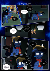 Size: 3259x4607 | Tagged: safe, artist:estories, imported from derpibooru, oc, oc:möbius, oc:penumbra, pegasus, pony, comic:nevermore, comic, female, male, wings