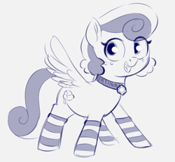 Size: 807x750 | Tagged: safe, artist:heretichesh, imported from derpibooru, honeycomb, oc, oc only, oc:buzzy bumbles, pegasus, pony, blushing, clothes, collar, female, happy, honeycomb (structure), mare, socks, solo, striped socks