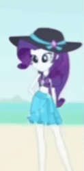 Size: 253x514 | Tagged: safe, imported from derpibooru, screencap, rarity, aww... baby turtles, equestria girls, equestria girls series, animated, beach, bikini, boat, close-up, clothes, cloud, cropped, geode of shielding, gif, hat, legs, magical geodes, midriff, no sound, sarong, sun hat, swimsuit, time lapse
