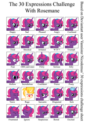 Size: 3402x4938 | Tagged: safe, artist:andrevus, imported from derpibooru, oc, oc only, oc:pinkmane, alicorn, pony, 30 expressions challenge, alicorn oc, angry, burning, challenge, expressions, happy, horn, pouty, sad, shocked, shocked expression, sick, simple background, sleepy, white background, wings