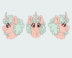 Size: 2000x1600 | Tagged: artist needed, safe, imported from derpibooru, oc, oc:luna doodle, pony, unicorn, different angles, freckles, head only, smiling