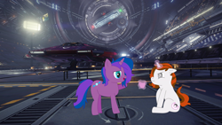 Size: 16000x9000 | Tagged: safe, artist:eminent entropy, derpibooru exclusive, imported from derpibooru, oc, oc only, oc:stellar trace, oc:winter, pony, unicorn, absurd file size, cobra mk 3, cutie mark, elite dangerous, glowing horn, horn, levitation, magic, neutron star, ponies in space, ponies in video games, pulsar, science fiction, space station, spaceship, telekinesis, vector