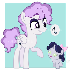 Size: 1840x1876 | Tagged: safe, artist:interstellar-quartz, imported from derpibooru, oc, oc only, oc:rhythm hitbeat, oc:weather melody, pegasus, pony, unicorn, baby, baby pony, female, male, offspring, parent:rumble, parent:sweetie belle, parents:rumbelle, teenager