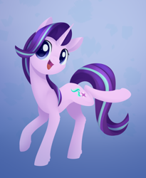 Size: 1130x1376 | Tagged: safe, artist:dusthiel, imported from derpibooru, starlight glimmer, pony, unicorn, cute, female, glimmerbetes, happy, looking at you, mare, raised leg, smiling, solo, starlight glimmer day