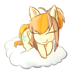 Size: 1576x1580 | Tagged: safe, artist:foxhatart, imported from derpibooru, oc, oc only, oc:autumn topaz, pegasus, pony, chibi, cloud, ear piercing, earring, female, jewelry, mare, piercing, simple background, solo, transparent background