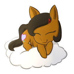 Size: 1576x1580 | Tagged: safe, artist:foxhatart, imported from derpibooru, oc, oc only, oc:yanie, earth pony, pony, chibi, cloud, female, mare, simple background, solo, transparent background
