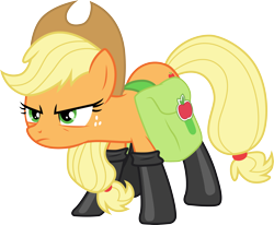 Size: 3634x3000 | Tagged: safe, artist:cloudy glow, artist:cloudyglow, artist:yanoda, imported from derpibooru, applejack, earth pony, pony, somepony to watch over me, .ai available, badass, boots, clothes, cowboy hat, female, freckles, hat, high res, latex, mare, shoes, simple background, solo, stetson, transparent background, vector