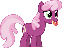 Size: 3981x3129 | Tagged: safe, artist:anime-equestria, imported from derpibooru, cheerilee, earth pony, pony, cheeribetes, cute, donut, female, food, high res, mare, mouth hold, simple background, smiling, solo, transparent background, vector