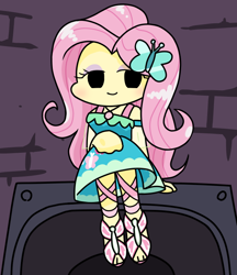 Size: 640x740 | Tagged: safe, artist:batipin, imported from derpibooru, fluttershy, equestria girls, chibi, clothes, cute, dress, female, friday night funkin', solo