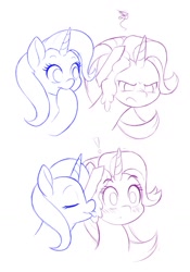 Size: 1000x1429 | Tagged: safe, artist:dstears, imported from derpibooru, starlight glimmer, trixie, the last problem, blushing, female, lesbian, licking, older, older starlight glimmer, older trixie, shipping, sketch, startrix, tongue out