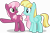 Size: 9331x6197 | Tagged: safe, artist:thatusualguy06, derpibooru exclusive, imported from derpibooru, cheerilee, helia, earth pony, pegasus, pony, triple threat, .svg available, absurd resolution, duo, duo female, female, mare, pointing, show accurate, simple background, transparent background, vector