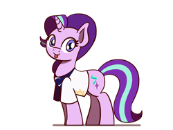 Size: 1800x1350 | Tagged: safe, artist:flutterluv, imported from derpibooru, starlight glimmer, pony, unicorn, :p, celestia's cutie mark, clothes, luna's cutie mark, princess celestia's cutie mark, princess luna's cutie mark, shirt, simple background, smiling, solo, t-shirt, tongue out, transparent background