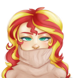 Size: 1280x1370 | Tagged: safe, artist:twily09, imported from derpibooru, sunset shimmer, equestria girls, clothes, digital art, doodle, female, lidded eyes, looking at you, solo, sweater, turtleneck