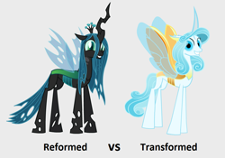 Size: 1012x709 | Tagged: safe, artist:orin331, artist:thunder-blur, edit, imported from derpibooru, vector edit, queen chrysalis, changedling, changeling, changeling queen, pony, a better ending for chrysalis, adorkable, character development, choice, comparison, cute, cutealis, dork, dorkalis, duo, excited, faic, female, giggling, grin, happy, headcanon, irrational exuberance, looking at you, mare, orin's chrysalis, precious, purified chrysalis, redemption, reformed, silly, silly pony, simple background, smiling, spread wings, squee, standing, text, transformation, transformed, transparent background, vector, when she smiles, wide eyes, wide smile, wings