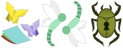 Size: 5000x1978 | Tagged: safe, artist:amgiwolf, imported from derpibooru, oc, oc only, beetle, butterfly, dragonfly, insect, cutie mark, cutie mark only, no pony, simple background, transparent background
