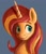 Size: 915x1061 | Tagged: safe, artist:dummyhorse, artist:phutashi, imported from derpibooru, sunset shimmer, pony, unicorn, bust, female, mare, portrait, smiling, solo, three quarter view